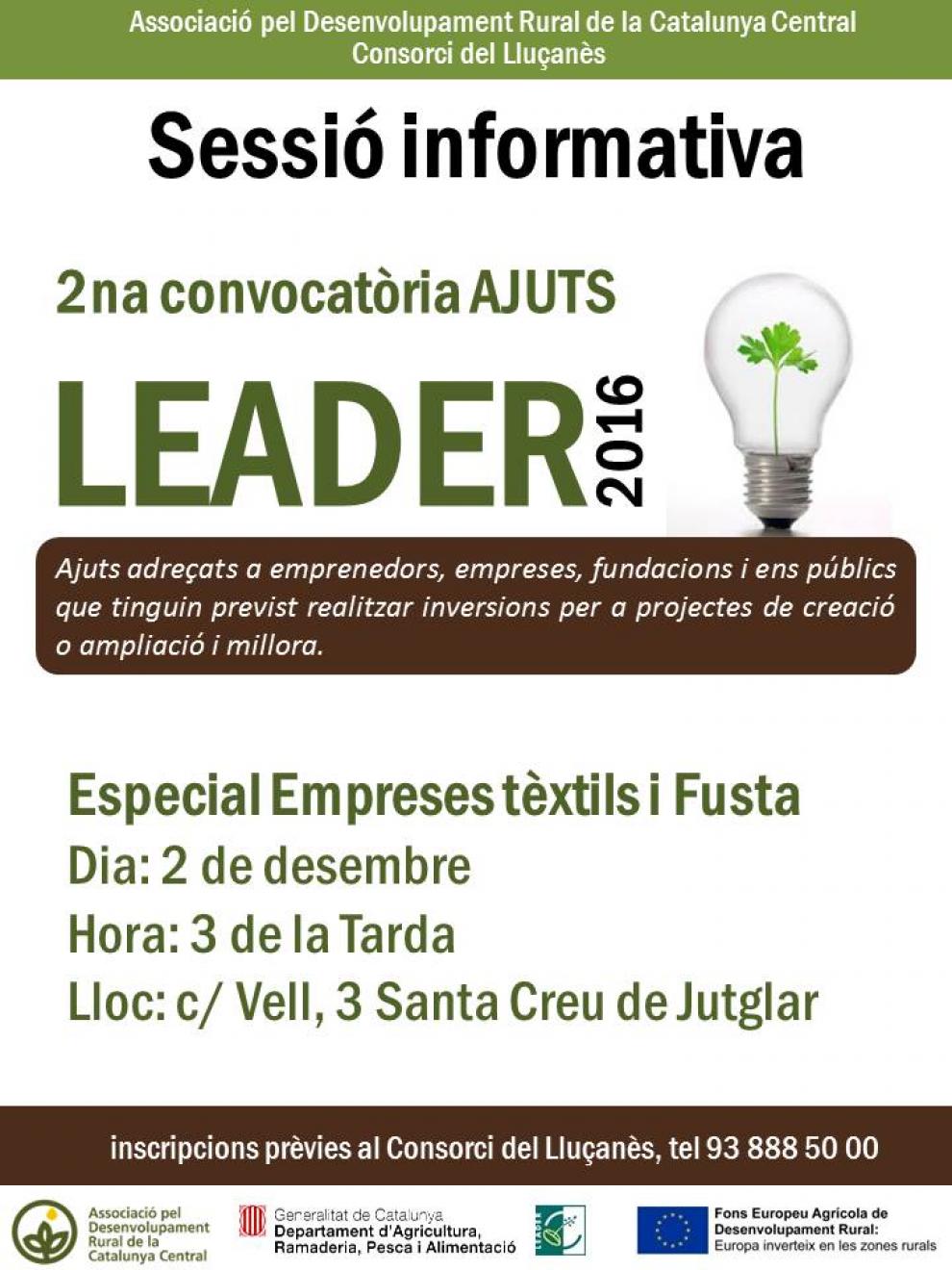 Sessió informativa de la 2a convocatòria d'ajuts LEADER 2016 